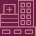 Image icon of a hospital building. Icon is used for find a location.