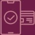 Icon of phone with check mark and payment card. Icon is used for payments.